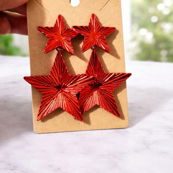 & Other Stories Accessories - Red Star Statement Earrings